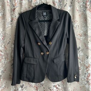 Black Blazer Dressy Jacket Polka Dot Lining